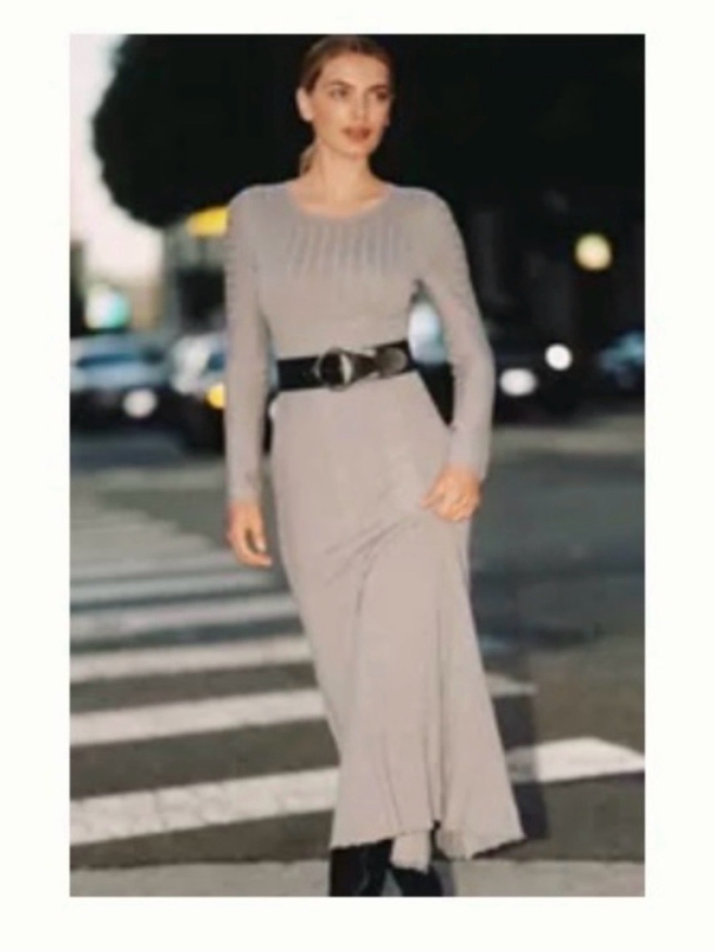 Anthropologie Mare Light Gray Ribbed Knit Maxi Dress NWT size XL